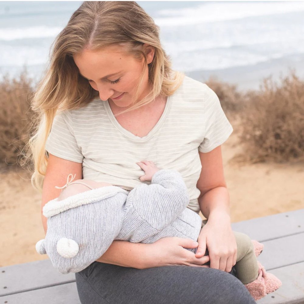 Kindred Bravely Everyday Nursing & Maternity T-shirt | Oatmeal Stripe - M